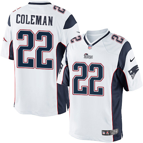 Youth Elite Justin Coleman Nike Jersey White Road - #22 NFL New England Patriots
